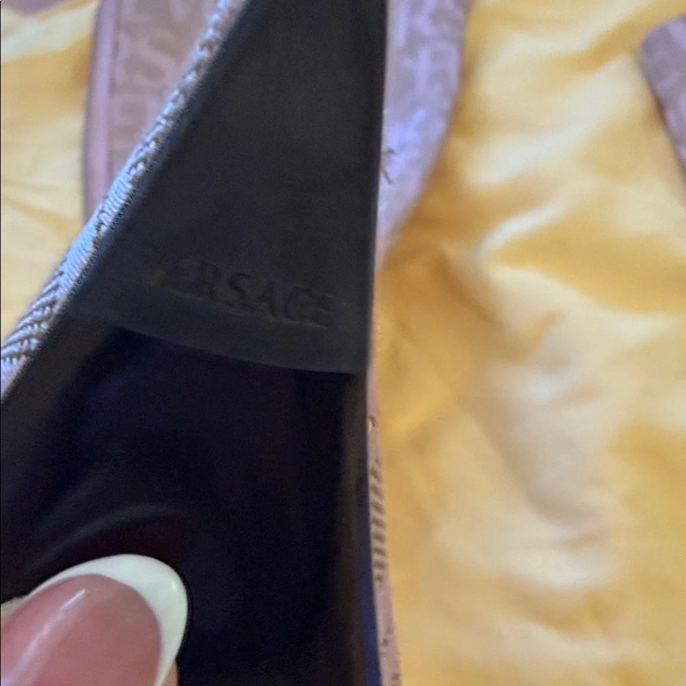 Versace baby pink Logo Knee-High Stiletto Boots - Picture 5 of 13